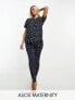 Фото #1 товара ASOS DESIGN Maternity exclusive ditsy print nursing tee & legging pyjama set in navy