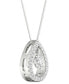 Фото #7 товара Macy's diamond Orbital Halo Teardrop Pendant Necklace (1/4 ct. t.w.) in 10k White Gold, 16" + 2" extender