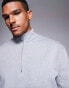 ASOS DESIGN premium heavyweight oversized quarter zip sweatshirt 400gsm in grey marl