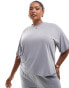 Pieces Curve slinky super soft boxy t-shirt co-ord in grey