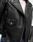 Фото #8 товара ASOS DESIGN textured premium real leather biker jacket in black
