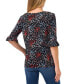 ფოტო #2 პროდუქტის Women's V-Neck Ruffle-Cuff Top