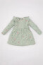 Kız Bebek Çiçekli Uzun Kollu Waffle Elbise C0525a524sp