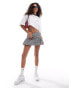 COLLUSION boxy crop tee with varsity logo in white