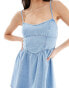 Фото #3 товара ASOS DESIGN soft denim cami mini dress in lightwash blue