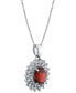 ფოტო #2 პროდუქტის Rhodolite Garnet (2-1/10 ct. t.w.) & White Topaz (1-1/4 ct. t.w.) Halo 18" Pendant Necklace in Sterling Silver