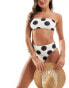 Фото #4 товара ASOS DESIGN Cindy high leg high waist bikini bottom in mono spot