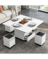 Modern Lift Top Glass Coffee Table With Drawers & Storage Multifunction Table