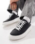 Bershka lace up trainer in black and white Черный, 39 - фото #1