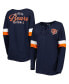 Фото #1 товара Women's Navy Chicago Bears Athletic Varsity Lace-Up Long Sleeve T-shirt