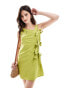 Фото #1 товара ASOS DESIGN sleeveless mini wrap dress with bow tie side in sage green