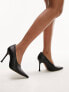 Topshop Cherry premium leather high vamp heeled court shoe in black