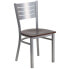 Фото #4 товара Hercules Series Silver Slat Back Metal Restaurant Chair - Walnut Wood Seat