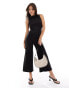 ASOS DESIGN slash neck culotte jumpsuit with open tie back in black Черный, L - EU 44-46 - фото #1