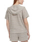 ფოტო #1 პროდუქტის Women's Striped Pointelle Knit Hooded Top