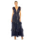ფოტო #1 პროდუქტის Women's Ieena Ruched Top Flutter Sleeve Deep V Gown