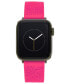 Фото #3 товара Ремешок для часов STEVE MADDEN женский горячего розового цвета из силикона с вытянутым узором логотипа, совместимый с Apple Watch 38/40/41 мм.