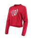 ფოტო #3 პროდუქტის Women's Red Washington Nationals Baby Jersey Cropped Long Sleeve T-shirt