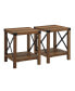 Фото #1 товара Farmhouse 2-Piece Metal-X Side Tables with Lower Shelf Set