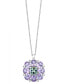 ფოტო #1 პროდუქტის EFFY® Pink Amethyst (14 ct. t.w.) & Green Quartz (5-1/2 ct. t.w.) Flower 18" Pendant Necklace in Sterling Silver