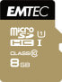 Фото #1 товара EMTEC microSD Class10 Gold+ 8GB - 8 GB - MicroSDHC - Class 10 - 85 MB/s - 16 MB/s - Black,Gold