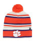 Фото #1 товара Youth Boys White Clemson Tigers Stripling Cuffed Knit Hat with Pom