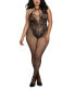 Women's Plus Size Fishnet Body Stocking Lingerie with Knitted Teddy Design