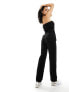 In The Style bandeau denim jumpsuit in black