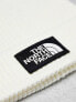 The North Face Logo Patch bobble hat in off white