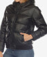 ფოტო #4 პროდუქტის Women's Removable Furry Hoodie Bomber Leather Jacket