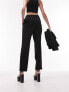 Topshop Tall tailored slim cigarette high-waisted pleat trouser in black