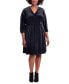 ფოტო #5 პროდუქტის Plus Size Velvet V-Neck Fit & Flare Dress