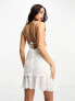 Stradivarius broderie cami dress in white