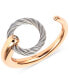 ფოტო #1 პროდუქტის White Topaz Accent Two-Tone Circle Cuff Ring in Stainless Steel and Rose Gold-Tone PVD Stainless Steel