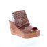 Фото #2 товара Bed Stu Enid F376011 Womens Brown Leather Slip On Wedges Sandals Shoes