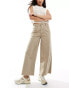 Фото #1 товара ASOS DESIGN cropped wide leg trouser with raw hem in stone