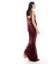 Фото #7 товара ASOS DESIGN bandage bodice draped midi dress in burgundy