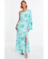 ფოტო #1 პროდუქტის Women's Marble One-Shoulder Maxi Dress