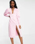 Фото #4 товара Collective the Label oversized sleeve plunge midi dress in pink