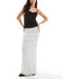 ASOS DESIGN polka dot mesh maxi skirt with black picot in white