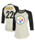 Фото #2 товара Women's Threads Najee Harris Cream, Black Pittsburgh Steelers Player Name and Number Raglan 3/4-Sleeve T-shirt