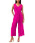 ფოტო #1 პროდუქტის Women's Sleeveless V-Neck Tie-Waist Jumpsuit