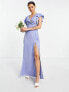 Фото #5 товара TFNC Petite Bridesmaid wrap front maxi dress in powder blue