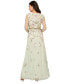 Women's Sheer-Sleeve Floral Beaded Gown