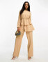 Trendyol modest jumpsuit with peplum detail in camel