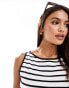 Фото #3 товара Abercrombie & Fitch striped sleeveless top with boat neck in black and white