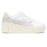 Фото #1 товара Puma Cali Wedge Thrifted Platform Lace Up Womens White Sneakers Casual Shoes 39