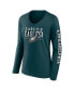 Фото #3 товара Women's Midnight Green Philadelphia Eagles Hometown Sweep Long Sleeve V-Neck T-shirt