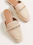 Фото #2 товара ASOS DESIGN Wide Fit Motto chain flat raffia mules in beige