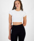 ფოტო #4 პროდუქტის Women's Cropped Rib-Knit T-Shirt, Created for Macy's